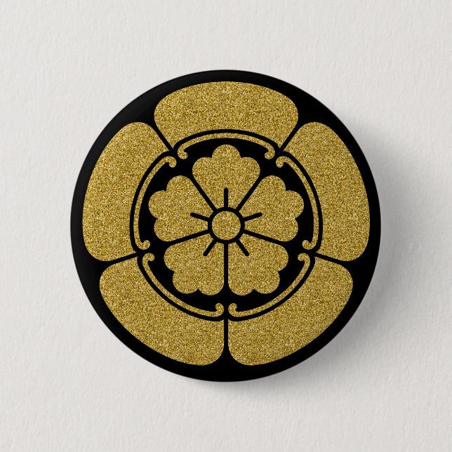 [Family Crests] Oda Mokko and Chinese flower pined Button (Front)