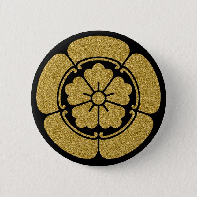 [Family Crests] Oda Mokko and Chinese flower pined Button (Front)