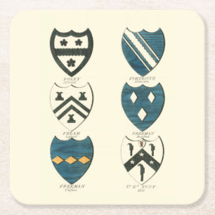 Family Crests of Various English Houses Square Paper Coaster