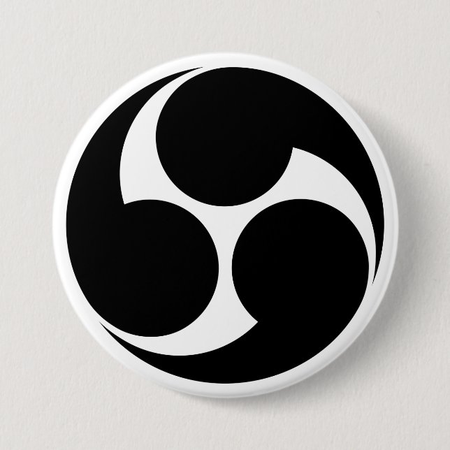 [Family Crests] Right-rotating Mitsu-domoe Button (Front)