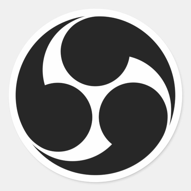 [Family Crests] Right-rotating Mitsu-domoe Classic Round Sticker (Front)