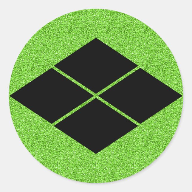 [Family Crests] Takeda-bishi green Classic Round Sticker (Front)