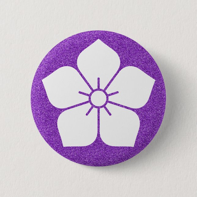 [Family Crests] White Kikyo flower Button (Front)