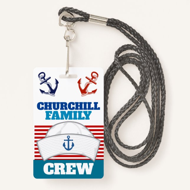 Family Crew  ID Lanyard Badge (Front with Lanyard)