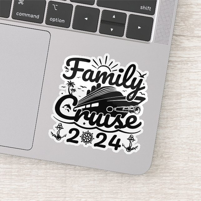 Family Cruise 2024 Cool Funny Family Trip Cruise Sticker (Detail)