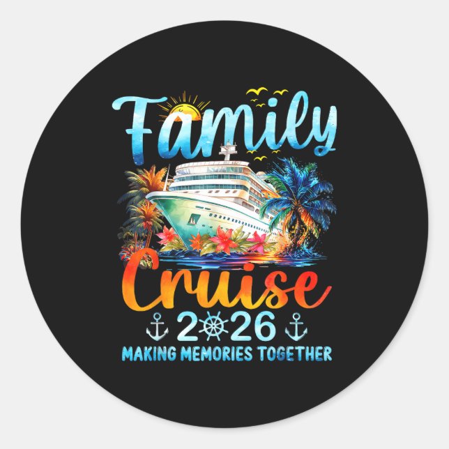 Family Cruise 2026 Making Memories Together Matchi Classic Round Sticker (Front)