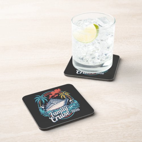 Family Cruise 2026 Summer Beach Vacation Family Beverage Coaster