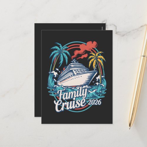 Family Cruise 2026 Summer Beach Vacation Family Holiday Postcard