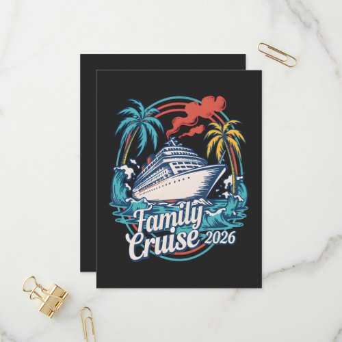 Family Cruise 2026 Summer Beach Vacation Family Invitation Postcard