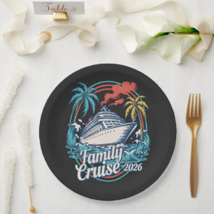 Family Cruise 2026 Summer Beach Vacation Family Paper Plates