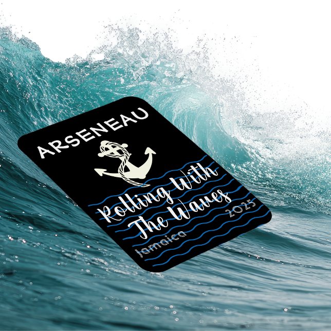 Family Cruise Anchor Black Door Marker Personalize Magnet (Cruise Ship Cabin door Marker! Personalize!)