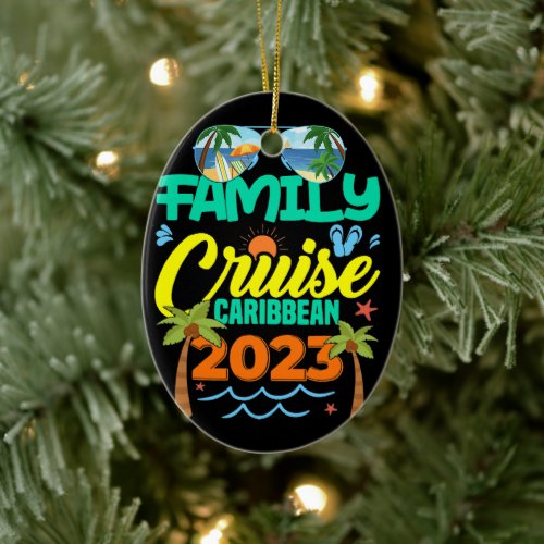 Family Cruise Caribbean 2023 Summer Vacation Ceramic Ornament