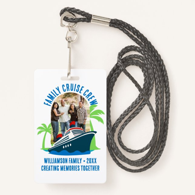 FAMILY CRUISE CREW Photo Holiday Travel Badge (Front with Lanyard)
