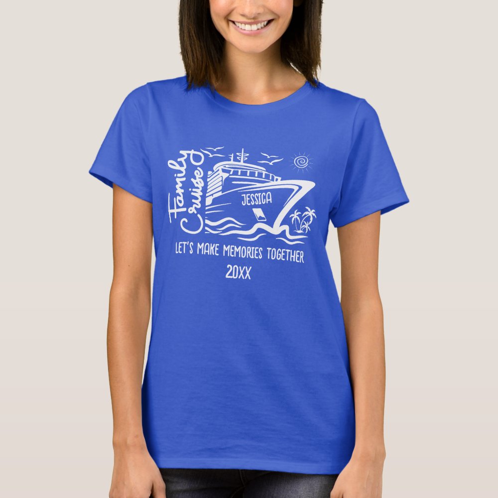 Discover Family Cruise Let's Make Memories & Custom Name Personalized T-Shirt