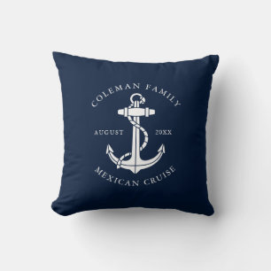 Family Cruise Nautical Boat Anchor Custom Throw Pillow