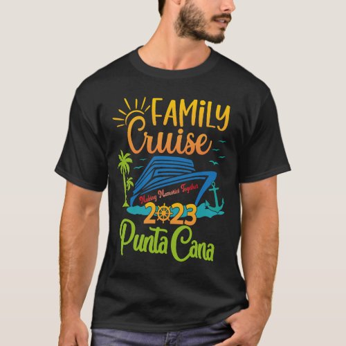 family cruise Punta Cana 2023 Summer Retro Sunset  T_Shirt