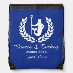 Family Cruise Sea God and laurel wreath custom Drawstring Bag