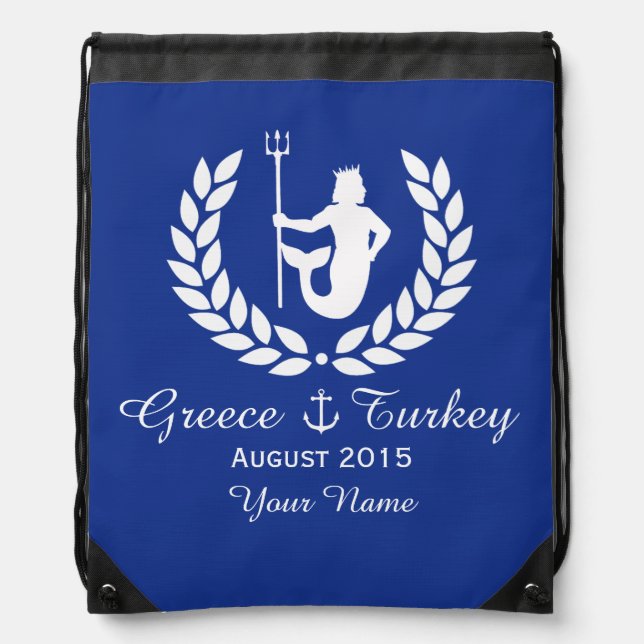Family Cruise Sea God and laurel wreath custom Drawstring Bag (Front)