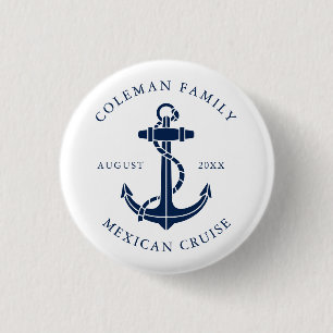 Family Cruise Ship Nautical Anchor Custom Button