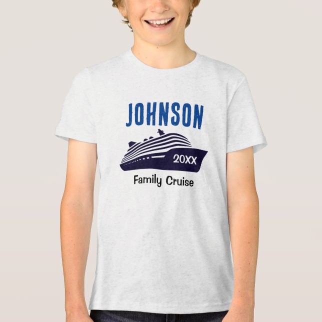 Family Cruise Ship Personalized Kids Boy Tshirt   (Front)