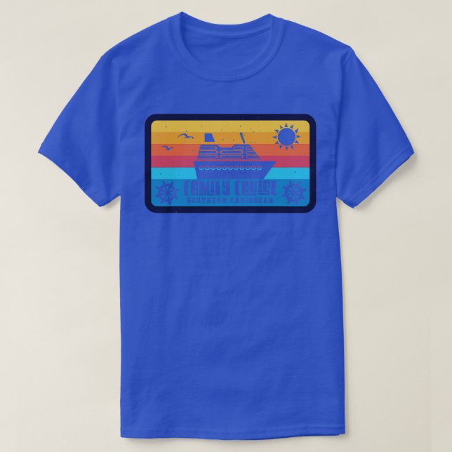 Family Cruise Southern Caribbean Retro Style T-Shirt (Design Front)