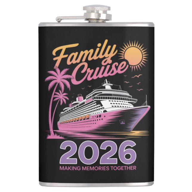 Family Cruise Squad 2026 Vacation Matching Trip Flask (Front)