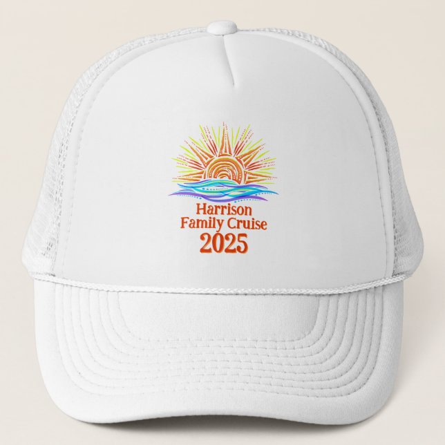 Family Cruise Sun and Waves Trucker Hat (Front)