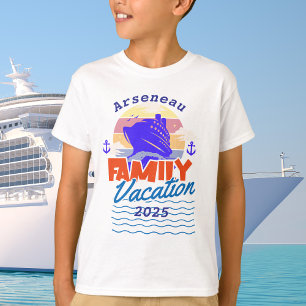 Family Cruise  Sunset Blue/Orange PERSONALIZE T-Shirt
