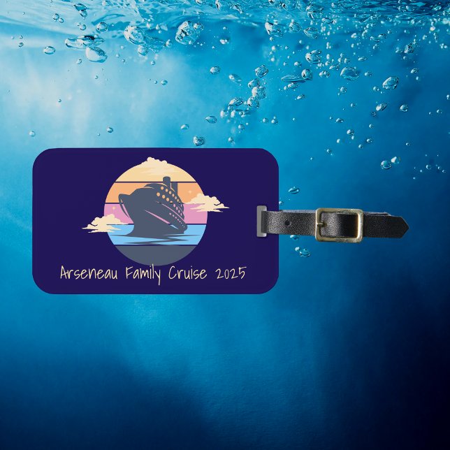 Family Cruise Sunset Personalize Luggage Tag (Creator Uploaded)