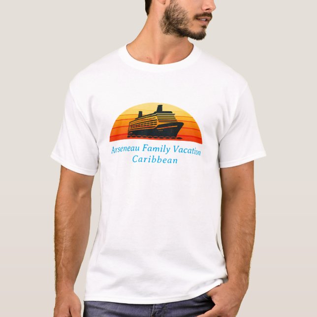 Family Cruise Sunset Vacation Personalize T-Shirt (Front)