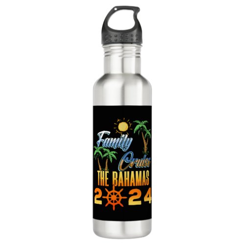 Family Cruise The Bahamas 2024 Stainless Steel Water Bottle