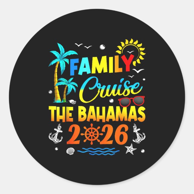Family Cruise The Bahamas 2026 Summer Matching Vac Classic Round Sticker (Front)