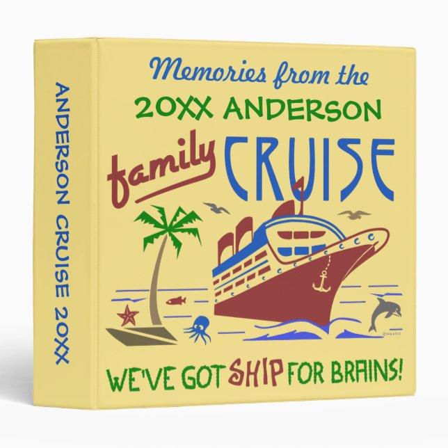 Family Cruise Vacation Funny Ship | Custom Name 3 Ring Binder (Front/Spine)