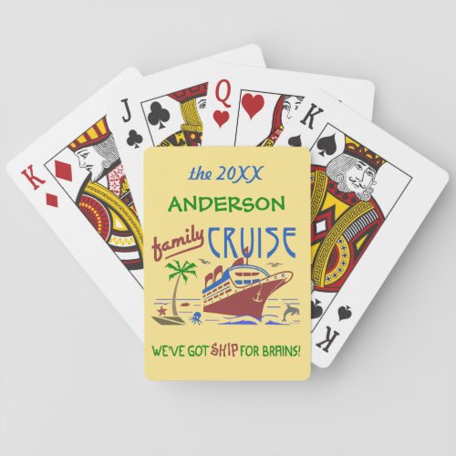 Family Cruise Vacation Funny Ship  Custom Name Playing Cards