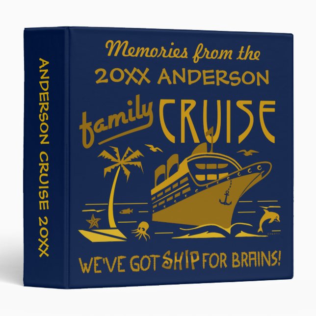 Family Cruise Vacation Funny Ship | Custom Name V2 Binder (Front/Spine)