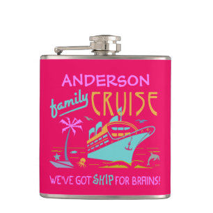 Family Cruise Vacation Funny Ship   Custom Name V3 Hip Flask