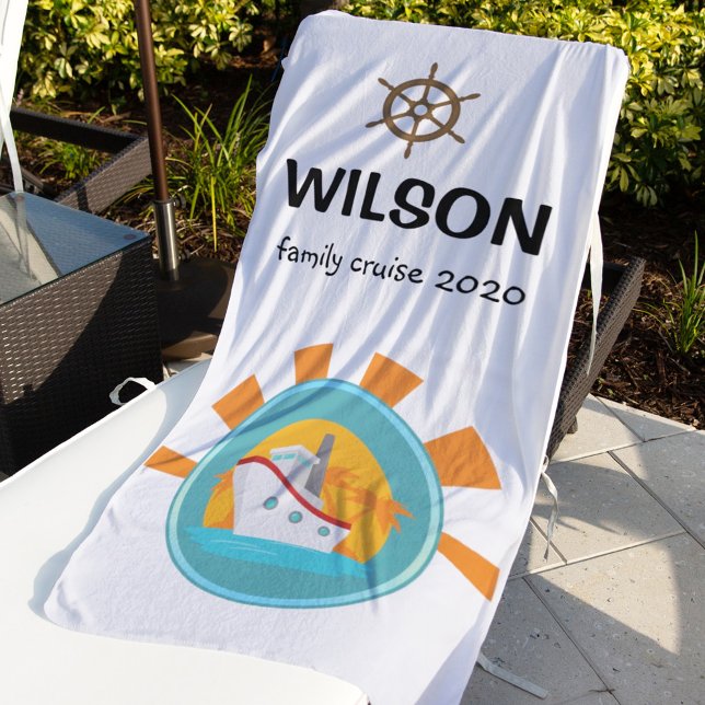 Family Cruise Vacation Travel Keepsake Beach Towel (Creator Uploaded)