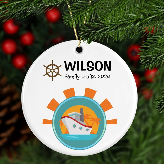 Family Cruise Vacation Travel Keepsake Christmas Ceramic Ornament (Creator Uploaded)