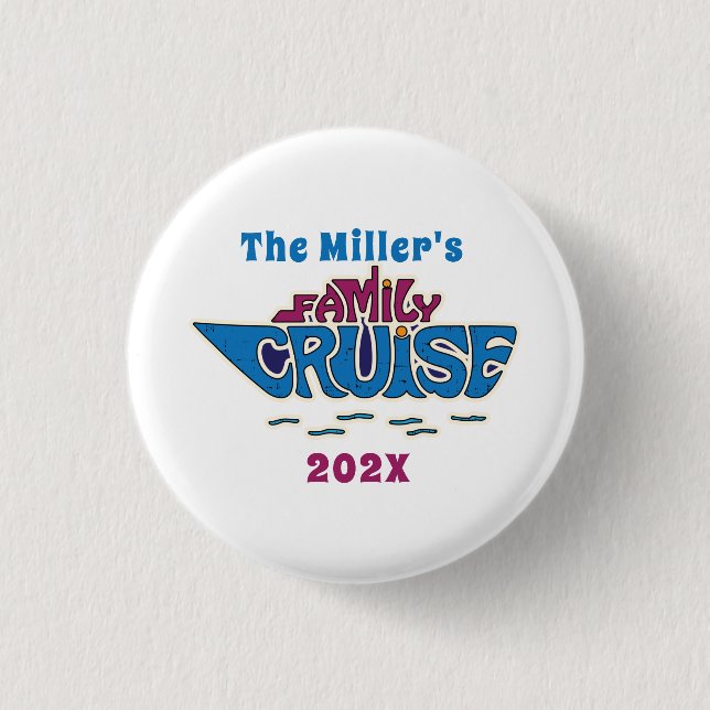 Family Cruise Word Art Custom Button (Front)