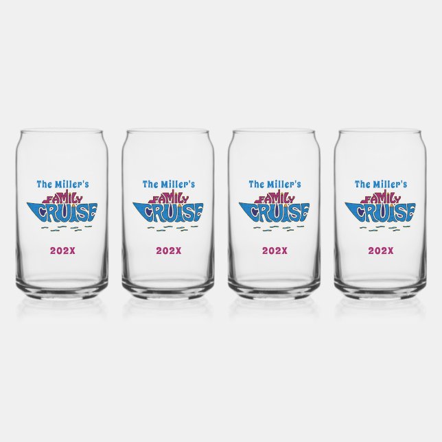 Family Cruise Word Art Custom Can Glass (Front)