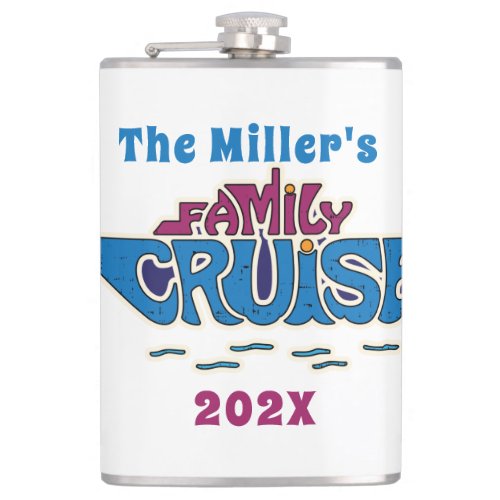 Family Cruise Word Art Custom Flask