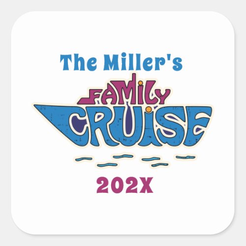 Family Cruise Word Art Custom Square Sticker