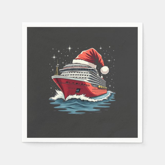 Family Cruising Cruise ship Matching Christmas  Napkins (Front)