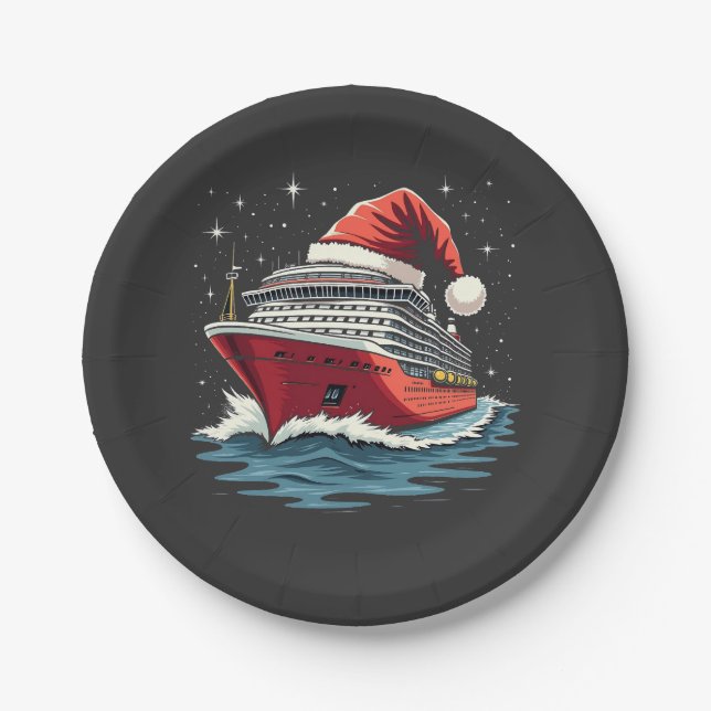 Family Cruising Cruise ship Matching Christmas  Paper Plates (Front)