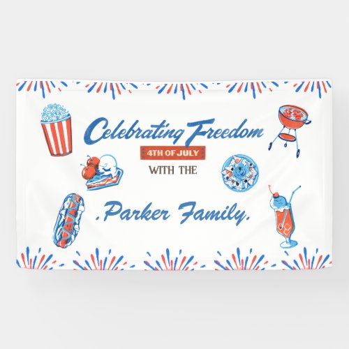 Family Custom 4th of July Party  Banner
