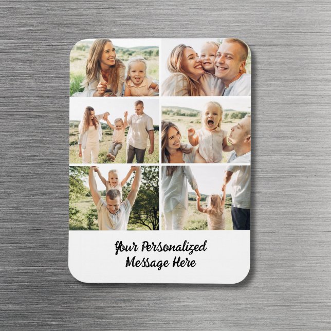 Family Custom 6 Photo Collage Custom Text  Magnet (Creator Uploaded)