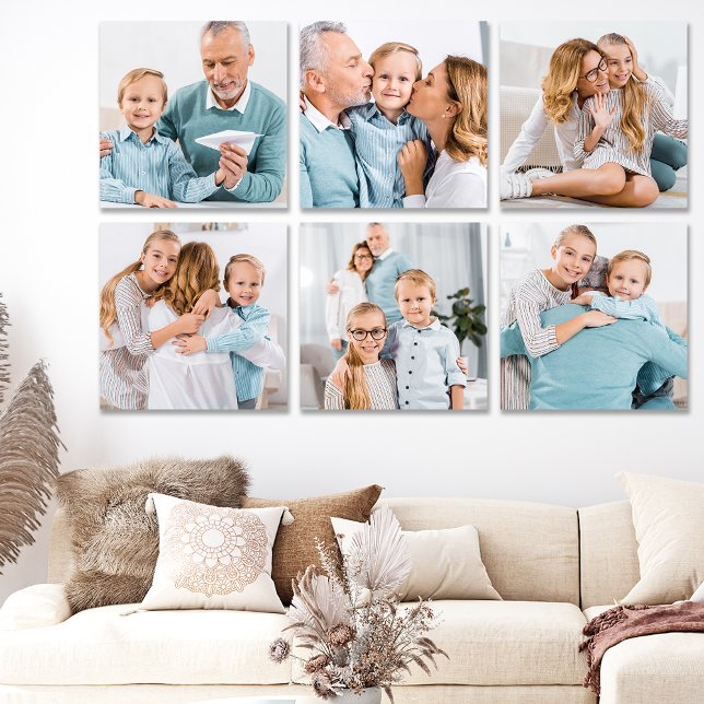 Family Custom 6 Photos Modern Simple Peel & Stick Acrylic Photo Tile (Creator Uploaded)