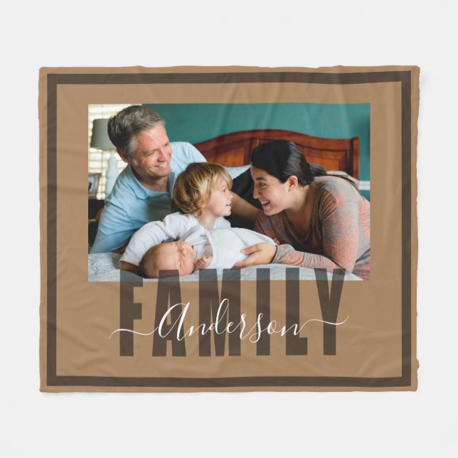 Family Custom Name and One Photo Fleece Blanket (Front (Horizontal))
