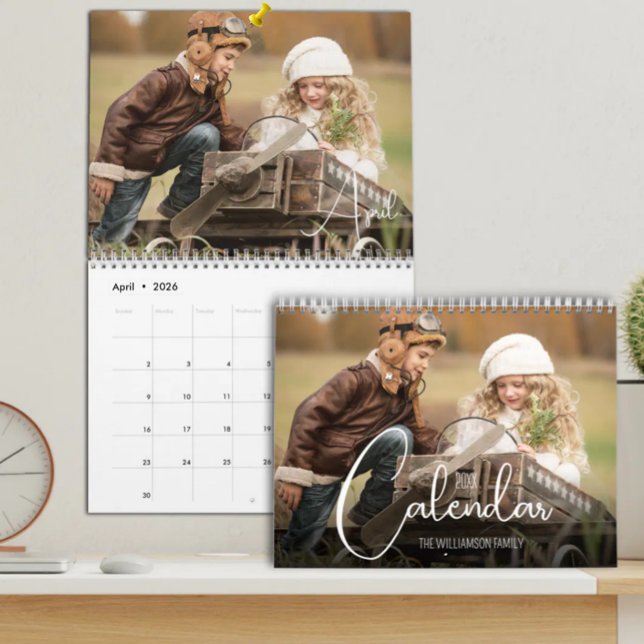 Family Custom Photo Calendar (Photo calendear in 3 sizes with your  favorite photos printed in vibrant color on sturdy paper.)