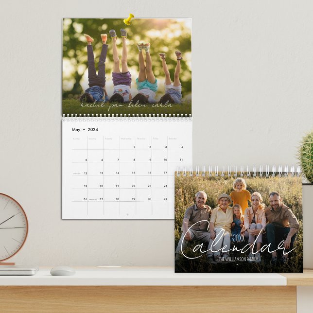 Family Custom Photo Calendar (Available in 3 sizes with your  favorite photos printed in vibrant color on sturdy paper.)